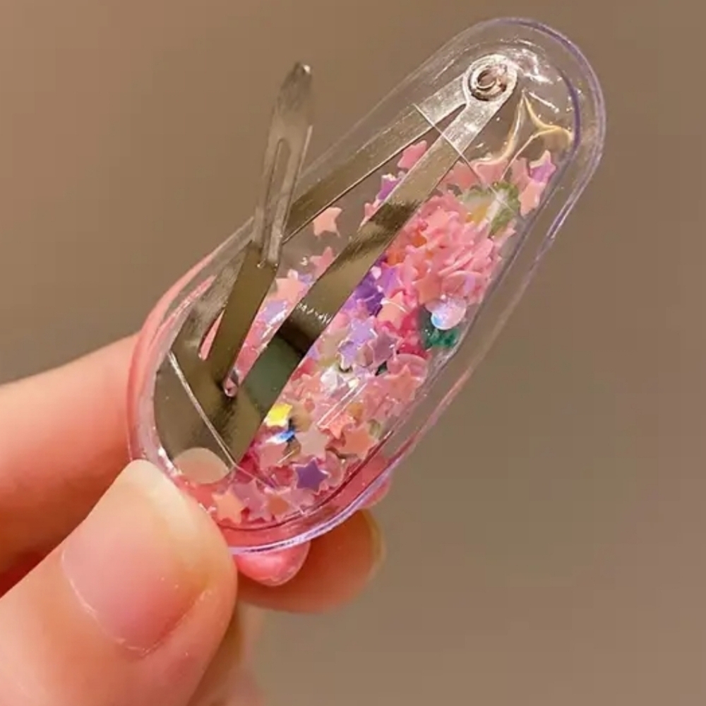 Ten cute pink resin hair clips - Picture 3 of 3